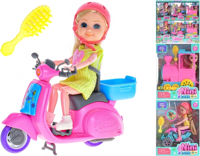 Păpușă articulată călătoare cu accesorii 15 cm - 1 bucată