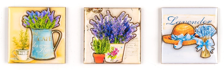 Magnete Lavender – set de 3 bucăți, mix de decoruri