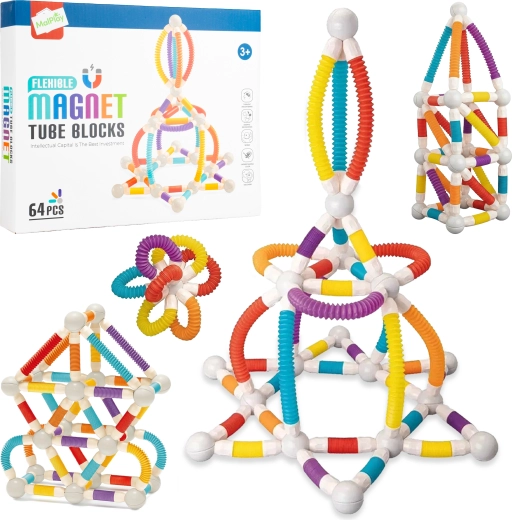 Seturi de construcție magnetice mobile, 64 piese