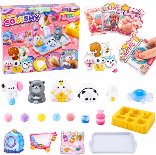 Set creativ DIY pentru realizarea jucăriilor squishy cu animăluțe, cu material siliconic