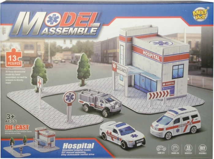 Set de construcție spital cu mașinuță