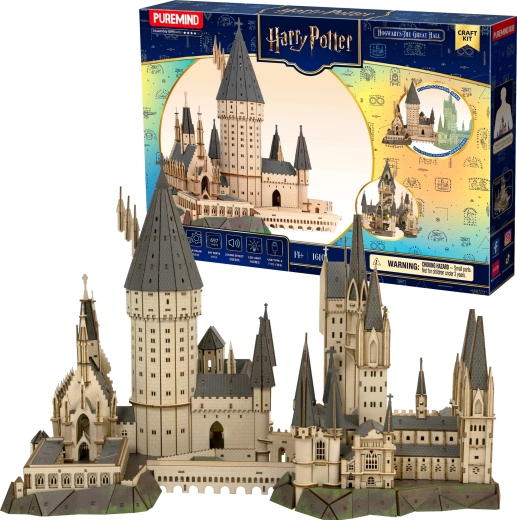 Puremind Harry Potter puzzle 3D din lemn Hogwarts – Marea Sală