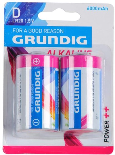 Baterii alcaline D LR20 GRUNDIG 6000 mAh, 2 buc