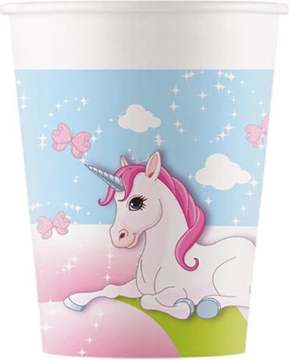 Pahare de hârtie Unicorn 200 ml, 8 buc