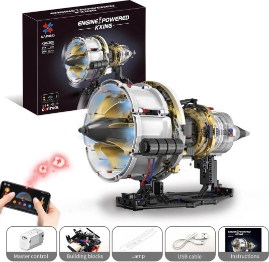 Set de construcție motor turbină cu alimentare USB și iluminare LED – 564 piese