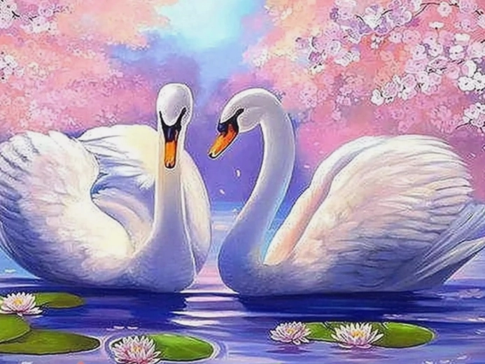 Pictură cu diamante Lacul Lebedelor 30 × 40 cm