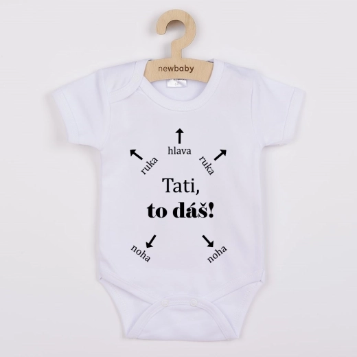Body pentru copii cu imprimeu New Baby „Tati, poți!” – mânecă scurtă