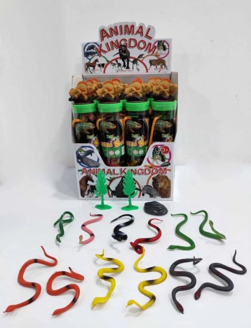 șerpi în tub – set de șerpi din cauciuc în cutie de plastic