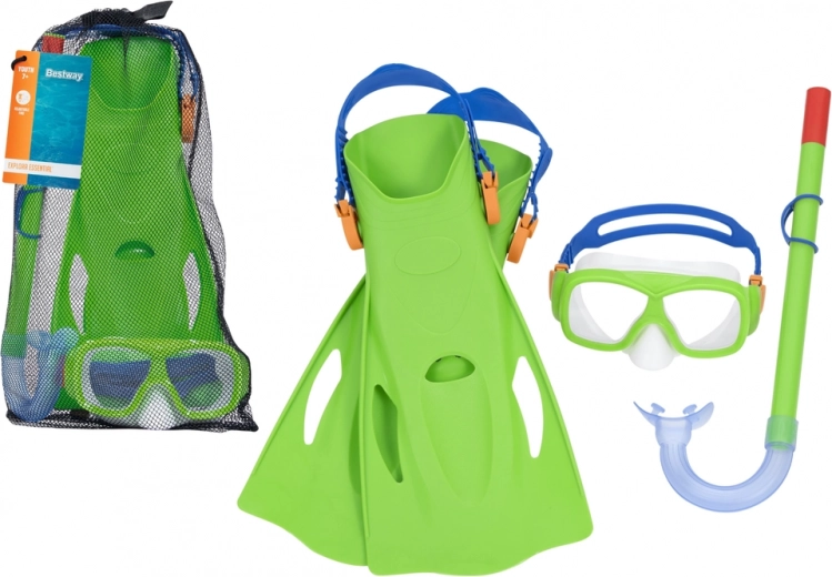 Set de scufundare Bestway: mască, snorkel și labe – Verde