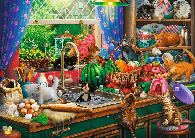 TREFL Puzzle Premium Plus: Ora de ceai cu pisicuțe jucăușe 1000 piese