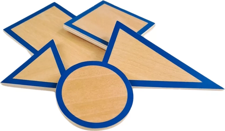 Moyo Montessori baze din lemn pentru corpuri geometrice - set 5 buc