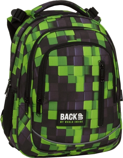 Rucsac școlar BackUP Metasphere verde-negru 24 l