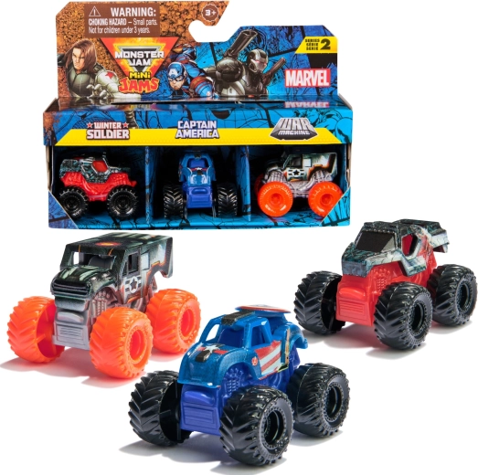 Monster Jam Mini Jams Marvel set de 3 mașinuțe la scara 1:87 - 3 buc.