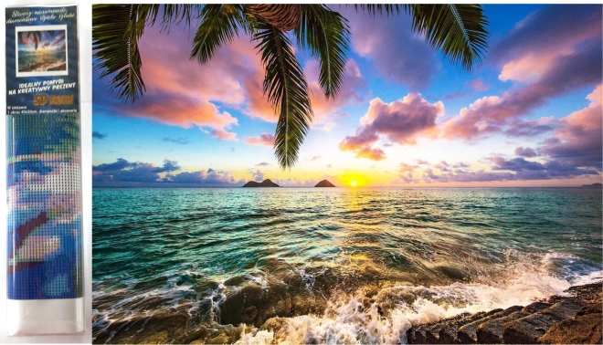 Pictură cu diamante – apus în paradis 30 × 40 cm
