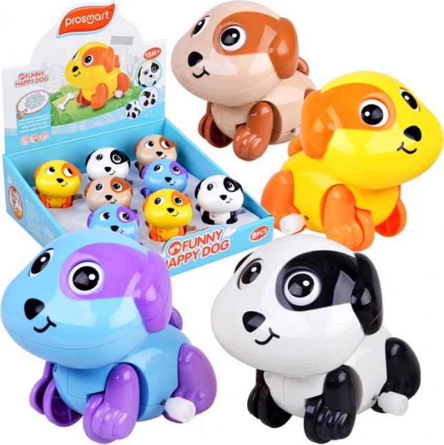 Căţel cu mecanism cu arc – coadă și ochi mobili, jucărie mergătoare pentru copii