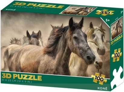 Puzzle 3D – cai, 100 piese