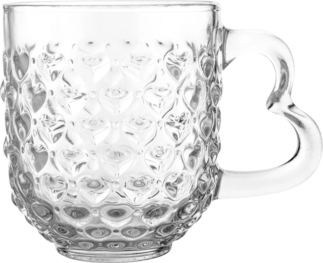 Cană din sticlă Altom Design cu decor în formă de inimioare 310 ml