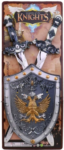 Set de cavaler cu 2 săbii și scut