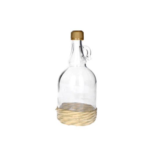 Galon din sticlă 0,5 l cu toartă, împletit, cu capac filetat