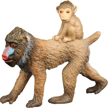 BALULU figurină de mandril cu pui