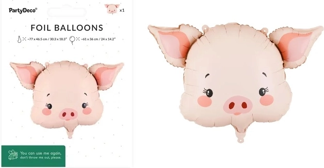 Balon din folie cu purceluș, mix, 61 × 36 cm