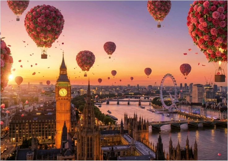 Puzzle Educa Baloane cu aer cald florale 1000 piese