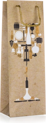 Pungă cadou pentru sticlă cu motiv de sticlă 12 × 35 × 9 cm