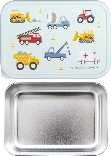 A Little Lovely Company cutie pentru gustare din inox cu capac din plastic – vehicule