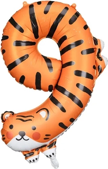 Balon din folie cifră 9 – tigru 49 × 76 cm