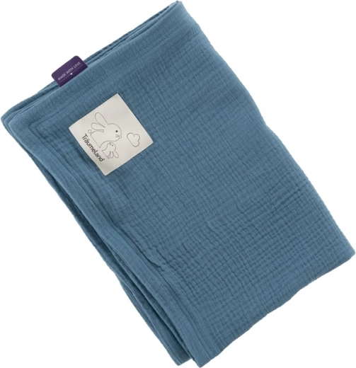 Träumeland pătură din muselină 100 × 75 cm albastru denim