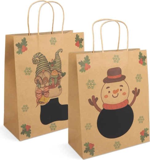 Pungă cadou din hârtie Kraft pentru sticlă, 26,5 × 12,7 × 33 cm - 1 bucată