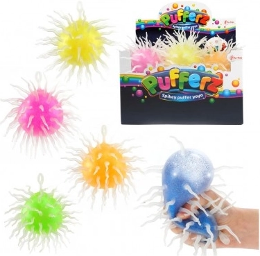 Minge pufoasă antistres din silicon cu sclipici 8 cm, mix de culori