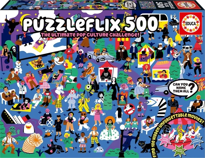 Educa Puzzleflix 500 piese – provocare cinematografică cu 100 de referințe ascunse