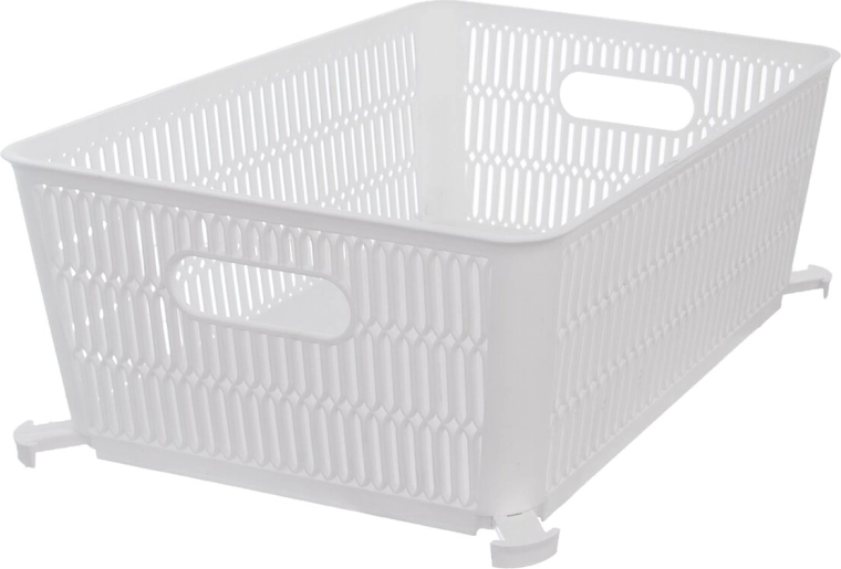 Coș de depozitare din plastic stivuibil Nesta alb 28,5 × 23 × 12 cm
