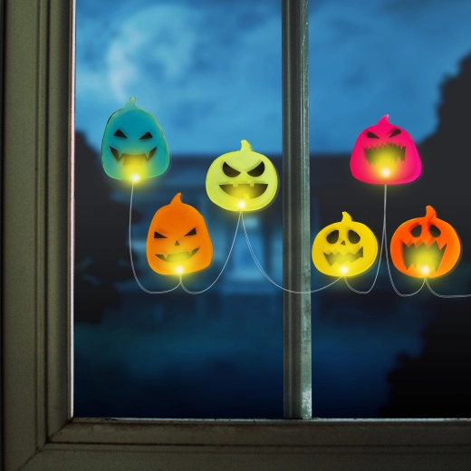 Decorațiune LED de Halloween pentru fereastră, cu dovleci, 85 cm