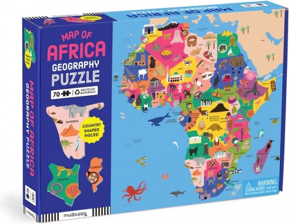 Puzzle geografic Mudpuppy Harta Africii 70 de piese