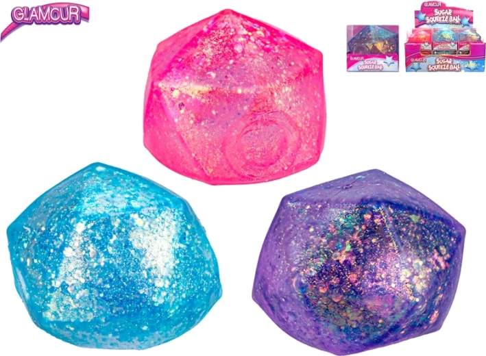Minge antistres strălucitoare în formă de diamant, cu slime - 1 bucată