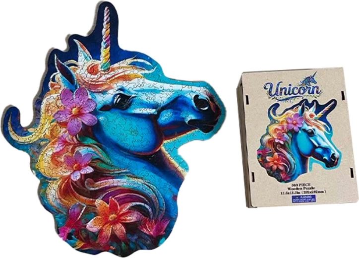 Puzzle din lemn pentru copii cu unicorn - 1 bucată