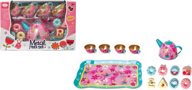Set de vase de bucătărie din metal cu motiv floral