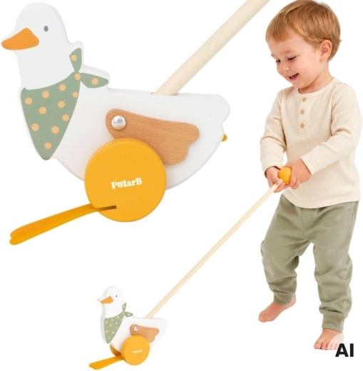 Viga PolarB husă din lemn de împins pe băț pentru copii 12m+