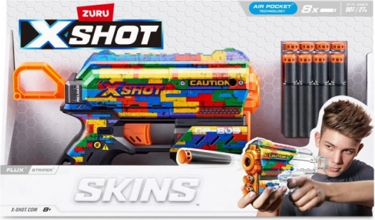Blaster cu darduri din spumă X-Shot Skins Flux Striper (8 darduri)