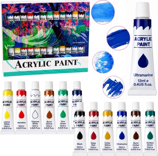 Set de vopsele acrilice 24 de culori 12 ml