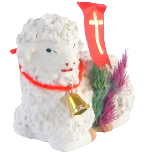 Miel de Paște culcat din ipsos, pictat manual