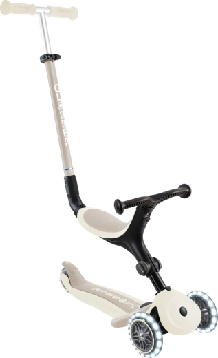 Globber Go Up Active Lights Ecologic 3în1 trotinetă cu șezut detașabil, culoare cocos