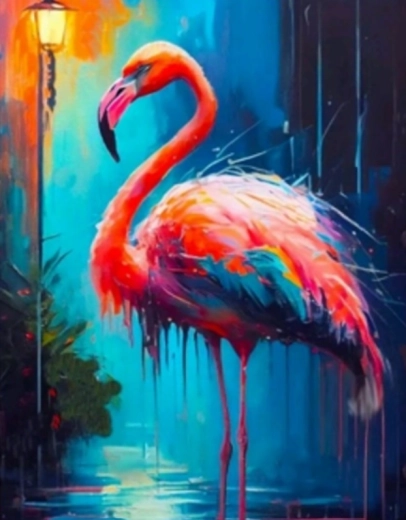 Pictură cu diamante Flamingo colorat 30 × 40 cm
