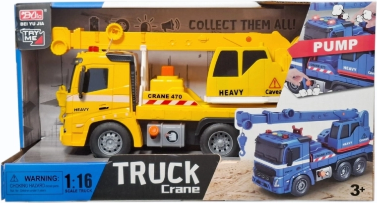 Camion de construcții cu macara rotativă, lumină și sunet - 1 bucată