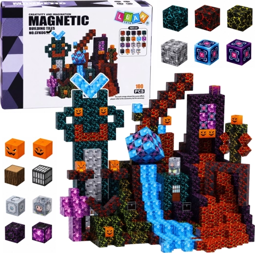 Cuburi magnetice pixel 3D lume întunecată 100 piese STEM