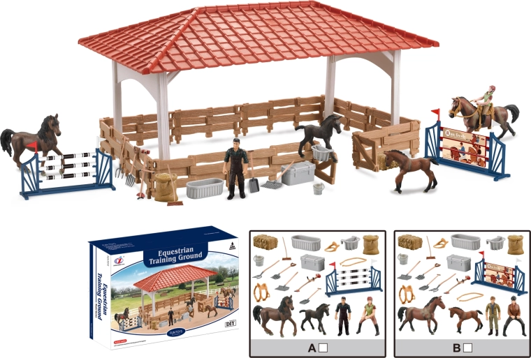 Animale de la fermă – mare pistă de călărie cu accesorii