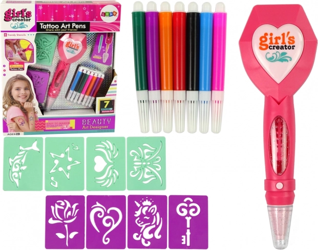 Set pentru tatuaje temporare cu stilou electronic și șabloane