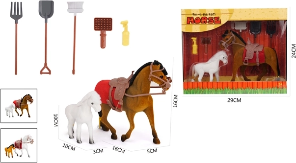 Cal și ponei cu accesorii, set 7 piese
